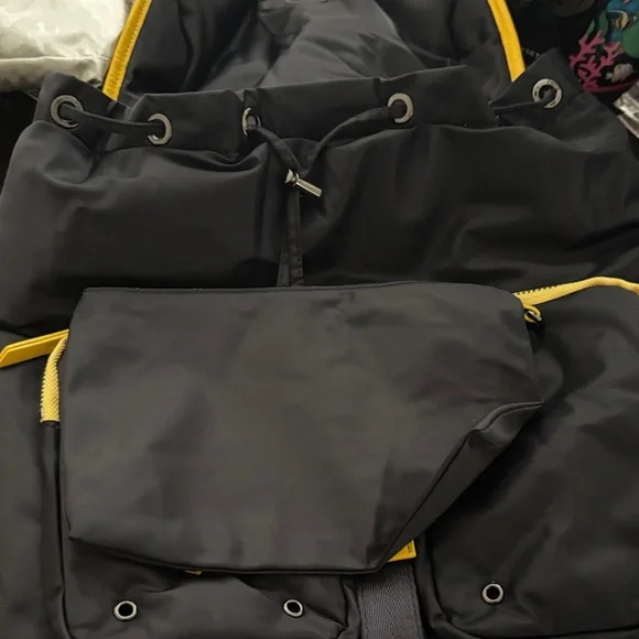 MZ Wallace Women’s Backpack in Black with Yellow Accents and includes pouch - Picture 3 of 6